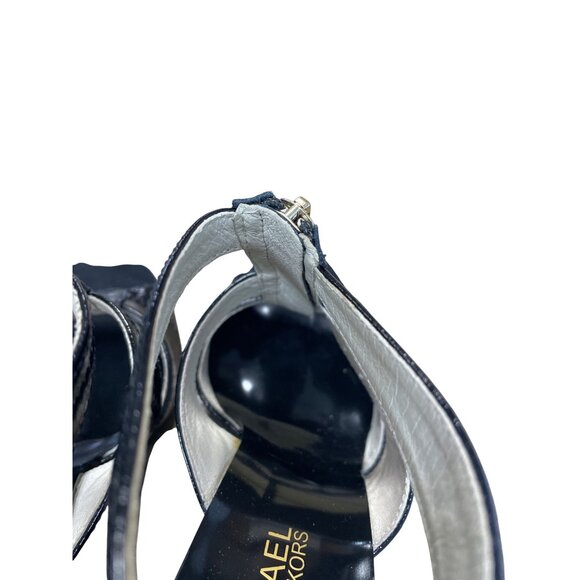 Michael Kors Black Patent Leather Berkley T-Strap 4" Heels SKU 9531 - Picture 12 of 16